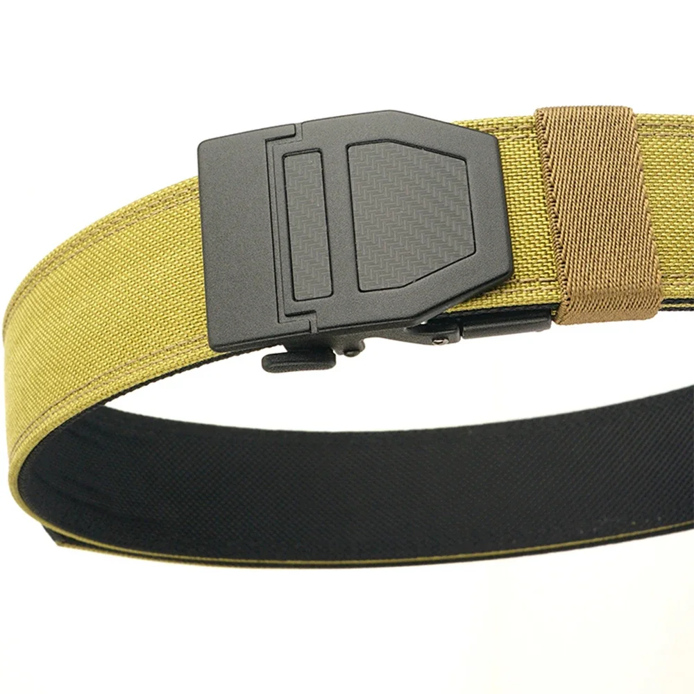 TUSHI Brand Double Layered Thickened Tactical Belt Men's Enthusiasts Outdoor Nylon 3.8 Upgraded Automatic Buckle Gun