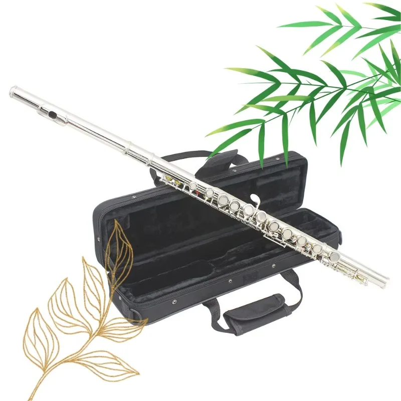 16 Hole Flute Leather Box E Key C Tone White Copper Tube Body Silver Plated Flute Student Adult Western Flute Wholesale