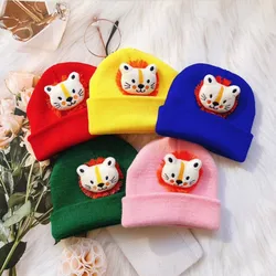 Korean Baby Autumn Winter Hat Cute Lion Knitted Warm Newborn Cap Infant Beanie Solid Color Baby Girl Boy Soft Crochet Hats