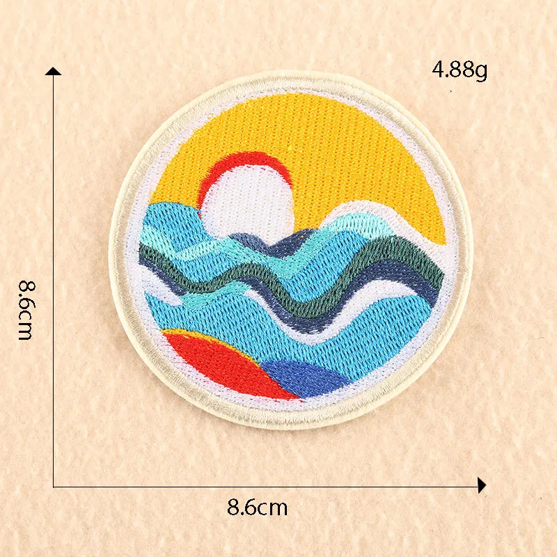 Patches Für Jacken Outdoor Thermocollant Rock Eisen Auf Kleidung 6X4 Landschaft Raum Ufo Bus Kompass Augen Kirsche Stickerei kleine – Detail 7