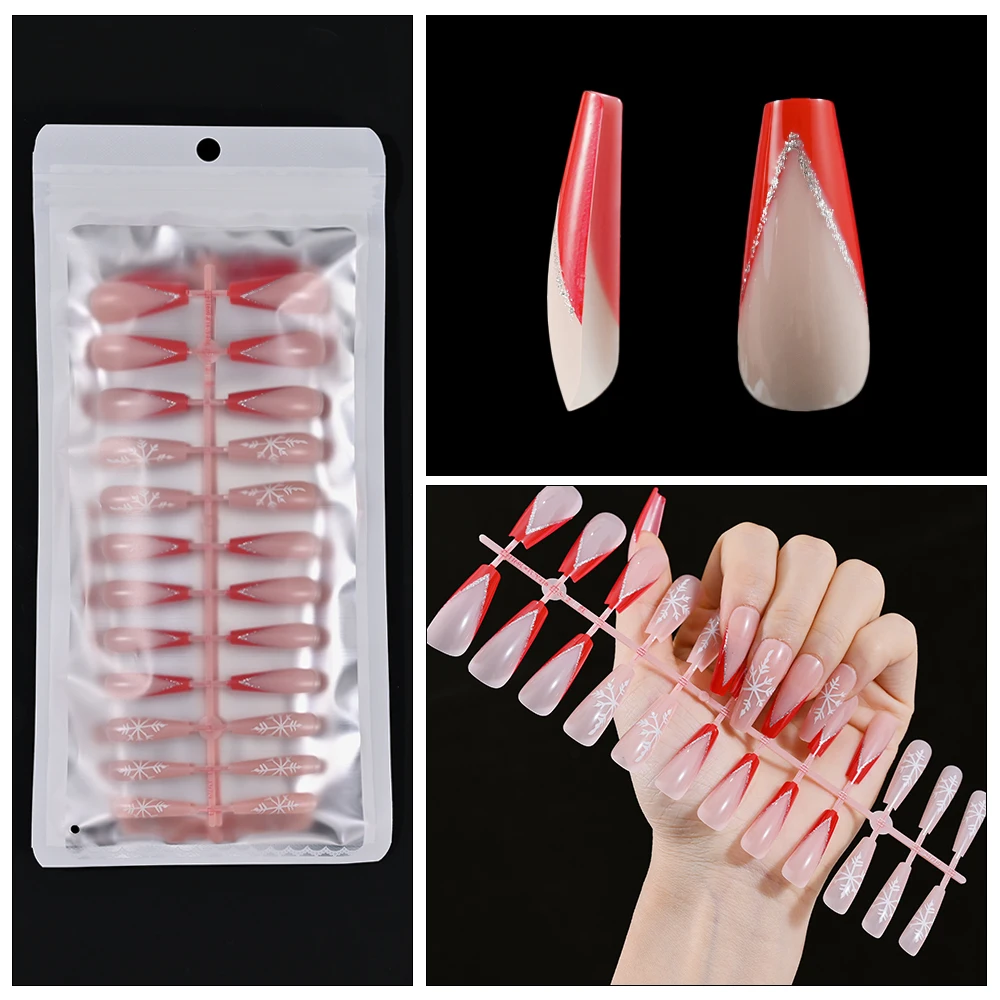 

24Pcs Fake Nails press on nails Short Ballet French Simple Coffin False Artificial Fingernails Fake Nails Beauty Finger Manicure