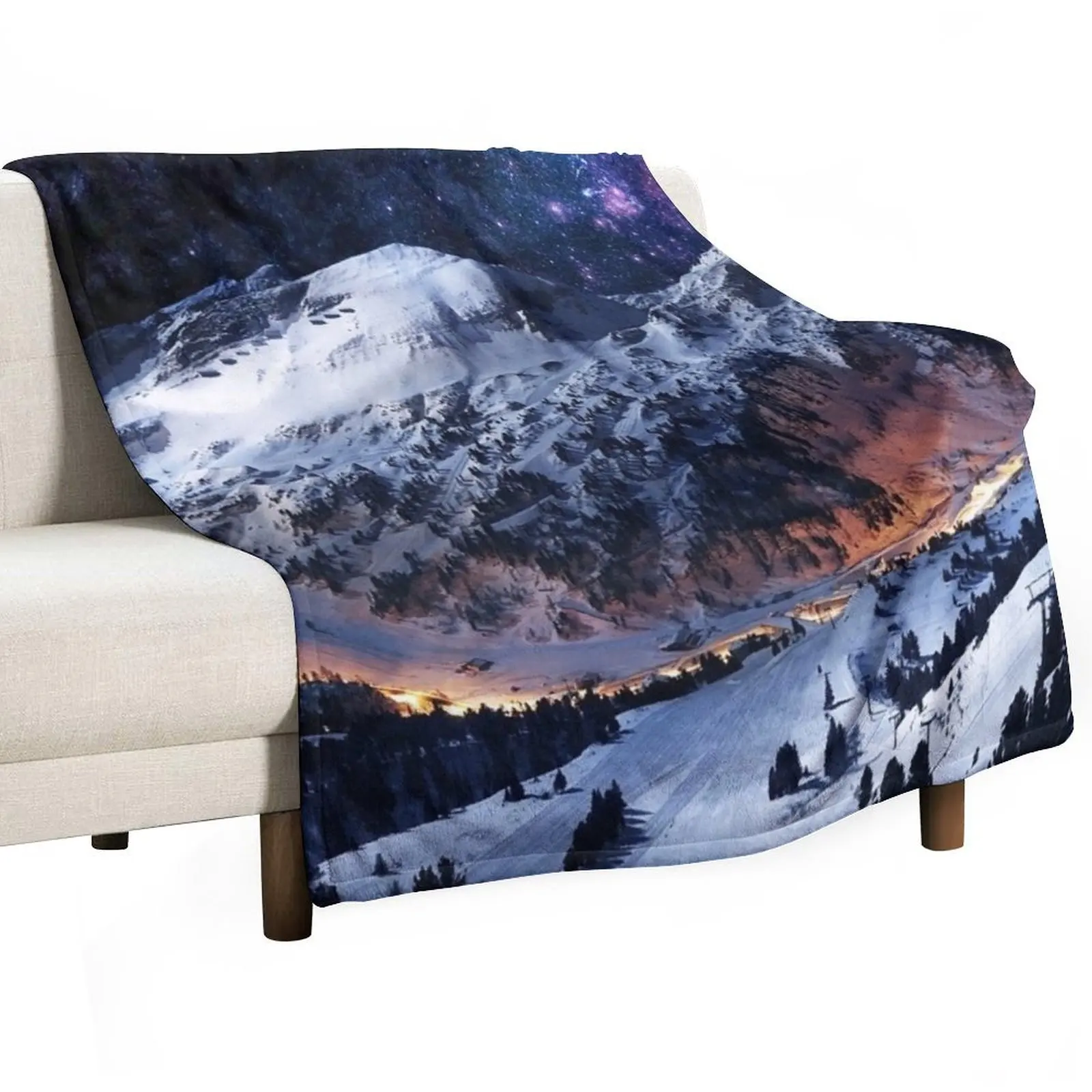 Mountain Calm in space view Throw Blanket Hairy Sofa Throw Blankets