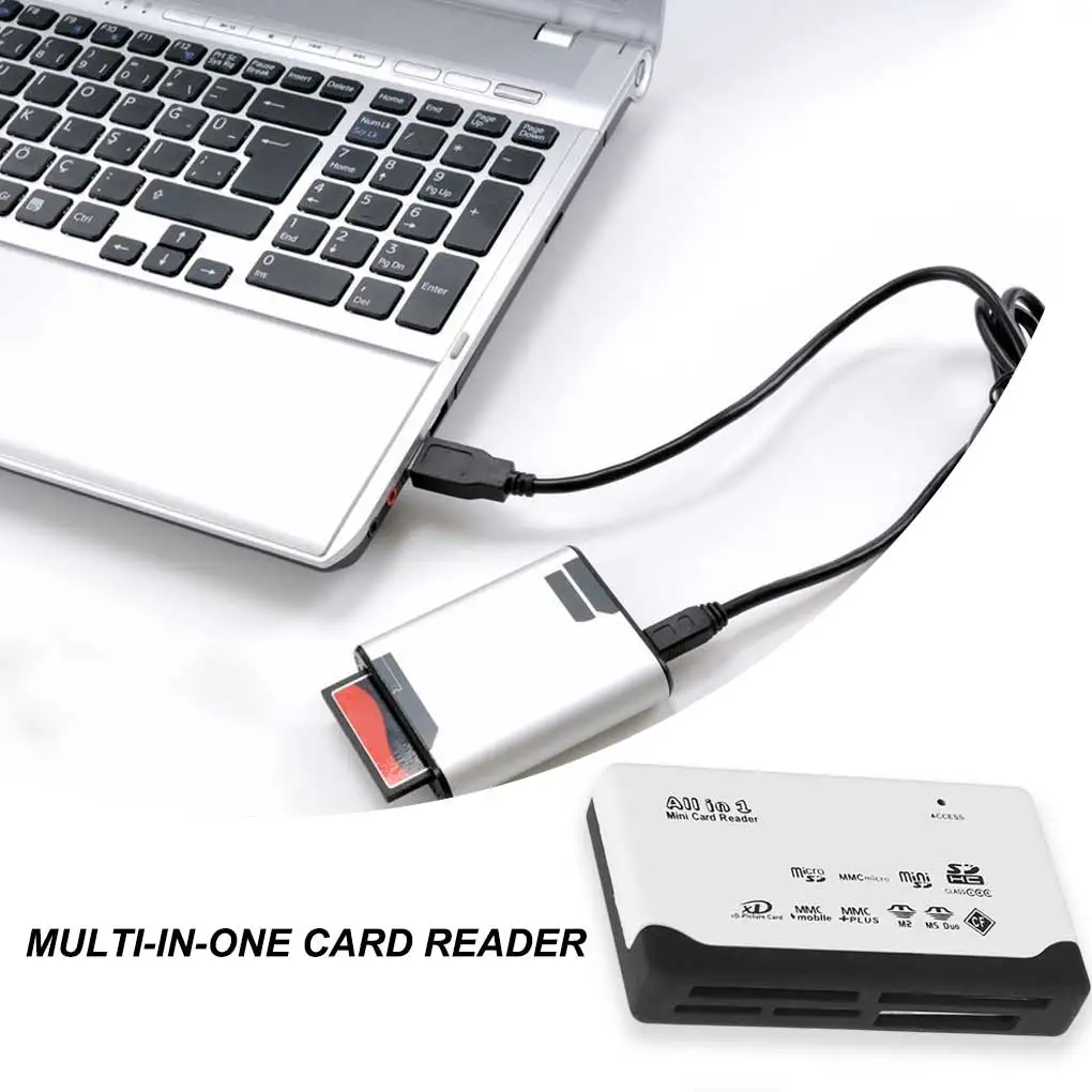 Memory Card Reader Office Hotel External USB 2.0 Adapter Computer Laptop Fast Data Transmission Speed Reading Writing Converter