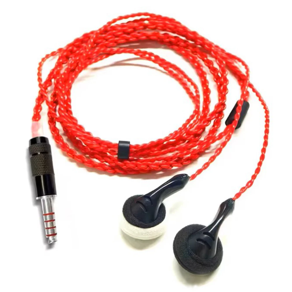 Hi-End Flat-head Earbuds Red Pulse HiFi on Ear Headphones Wired Flat Earphones Flagship on-Ears Headphone for Audiophiles 4.4mm