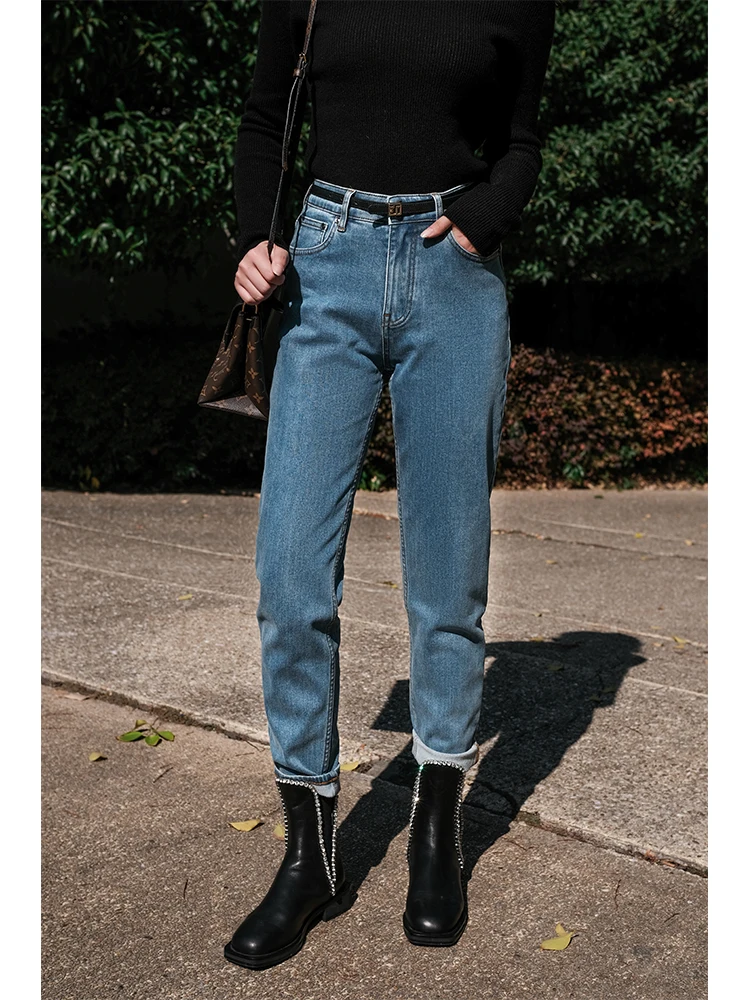 

Утепленные женские джинсы из вельвета с высокой эластичностью, устойчивые к сминанию, утягивающие, зимние, утолщенные, прямые, длинные, в стиле «труба»