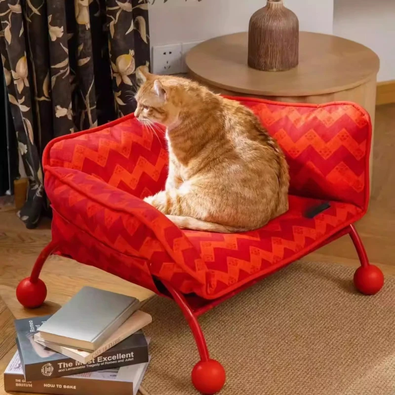 

New Chinese style Memphis pet bed multi-functional camp bed cat sofa removable kennel
