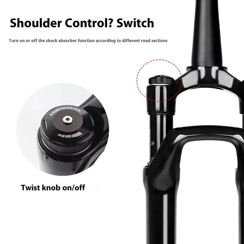 EVOSID 700C Gravel Air Suspension Fork Lockout Thru-Axle Disc Brake Ultra-Light Carbon Alloy Bike Front Fork view 4