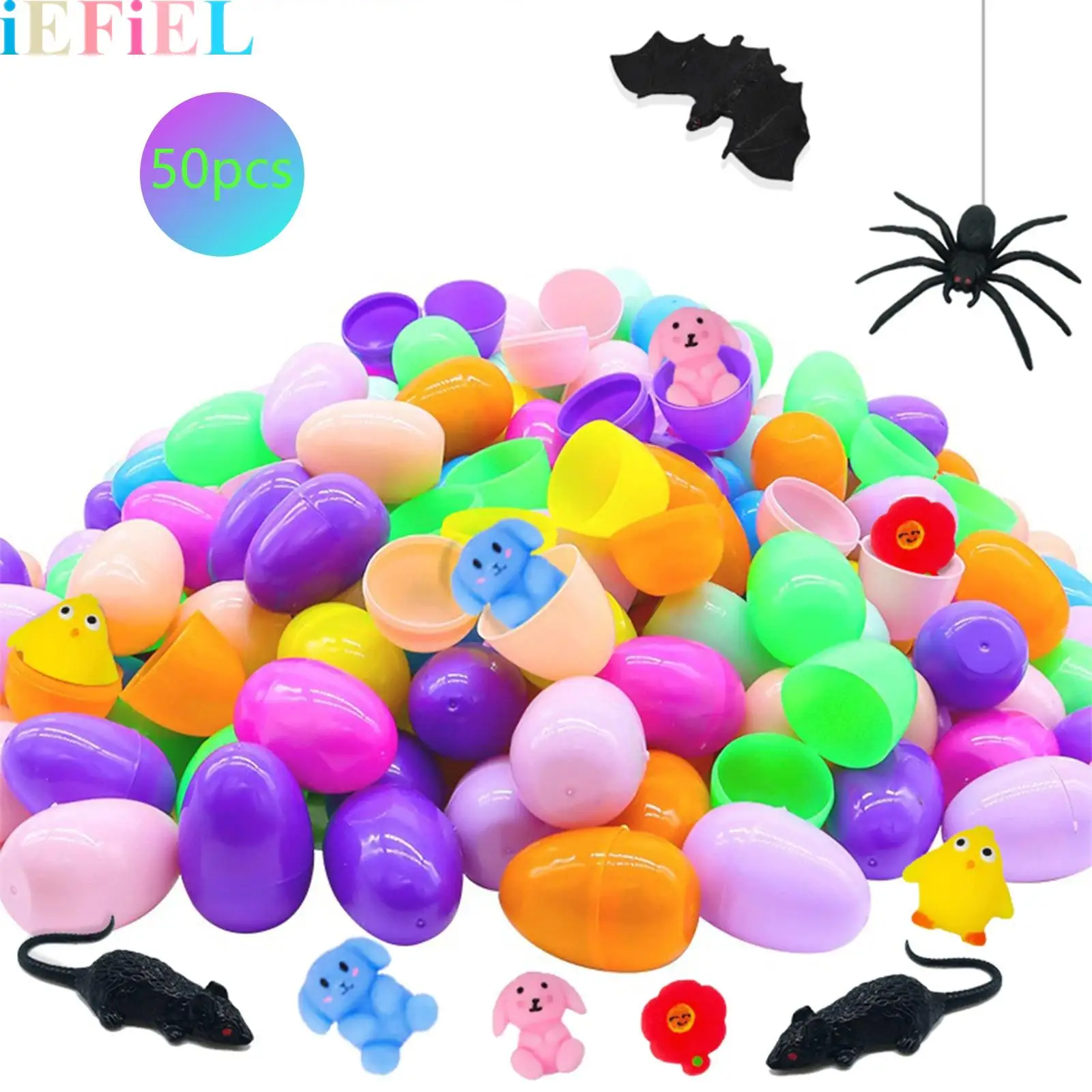 

50 Pcs Colorful Easter Eggs Bright Assorted Colors Plastic Easter Eggs Perfect for Easter Bunny Egg Hunt Celebration