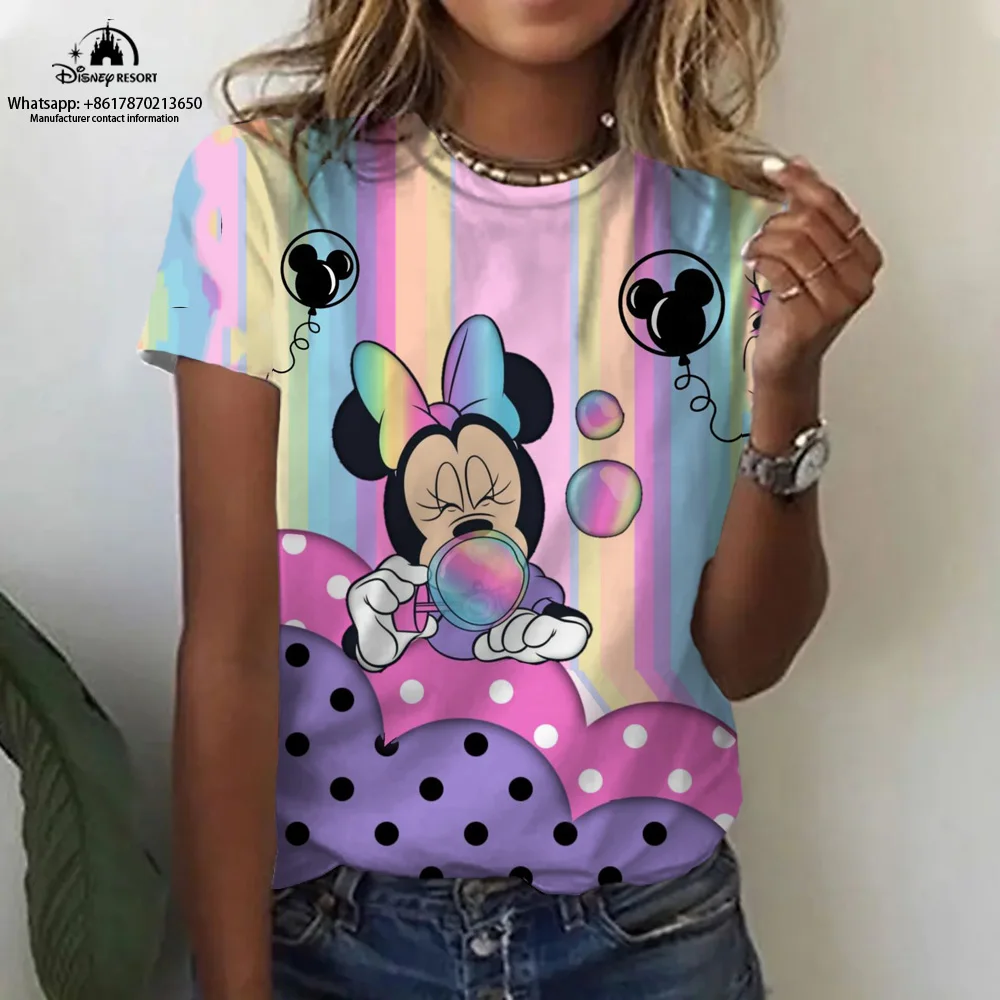 Modisches und bequemes lässiges kurz ärmel iges Mickey Cartoon T-Shirt Sommer Damen Kurzarm T-Shirt 2024 neu