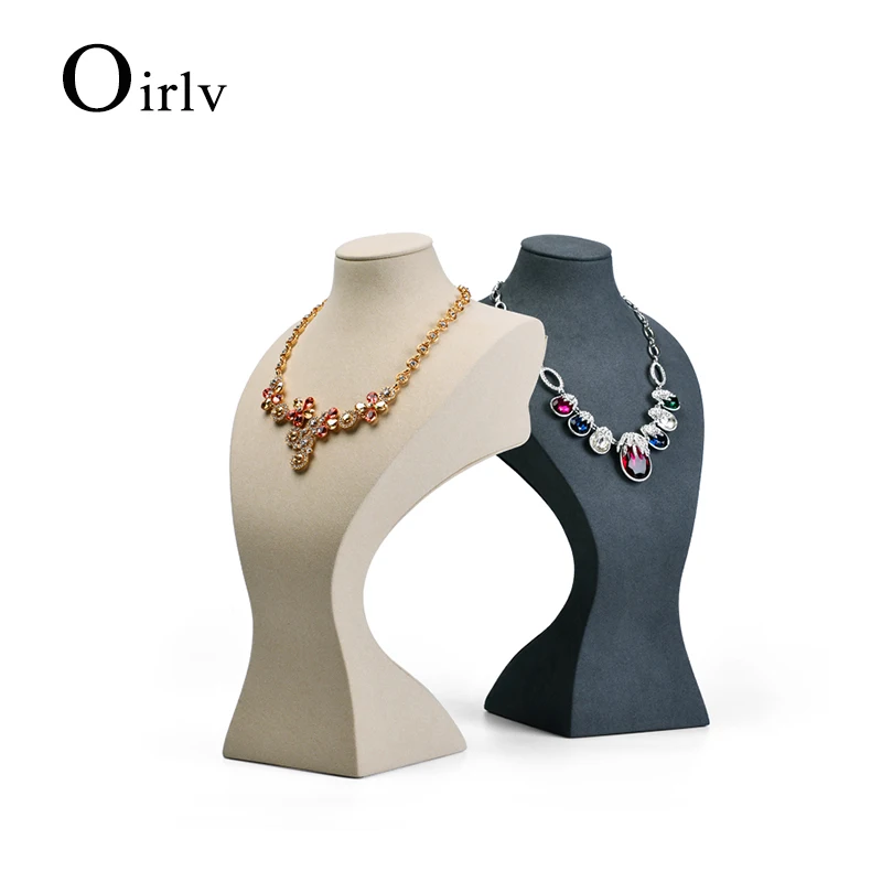 Oirlv Resin Portrait with Beige &Dark Grey Color Necklace Display Bust Pendant Holder Jewelry Display Necklace Exhibitor