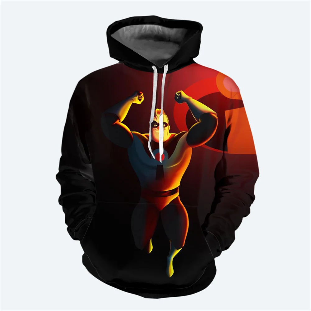 Neuer Disney-Hoodie für Herren, 3D-gedruckter Incredibles-Hoodie für Kinder, Street-Fashion, lässiger Stil, übergroßer Hoodie für Herren