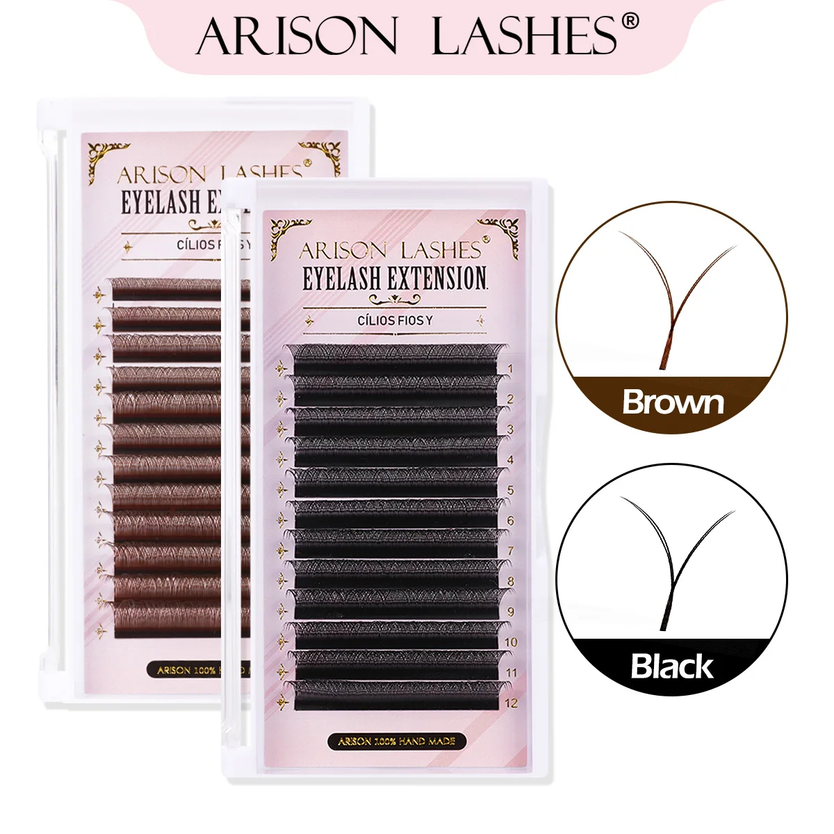 ARISON 2D YY Lashes Double Tips Eyelashes Extension Premade Volume Fan Y-shape False Eyelash Super Soft Cilios Y For Wholesale
