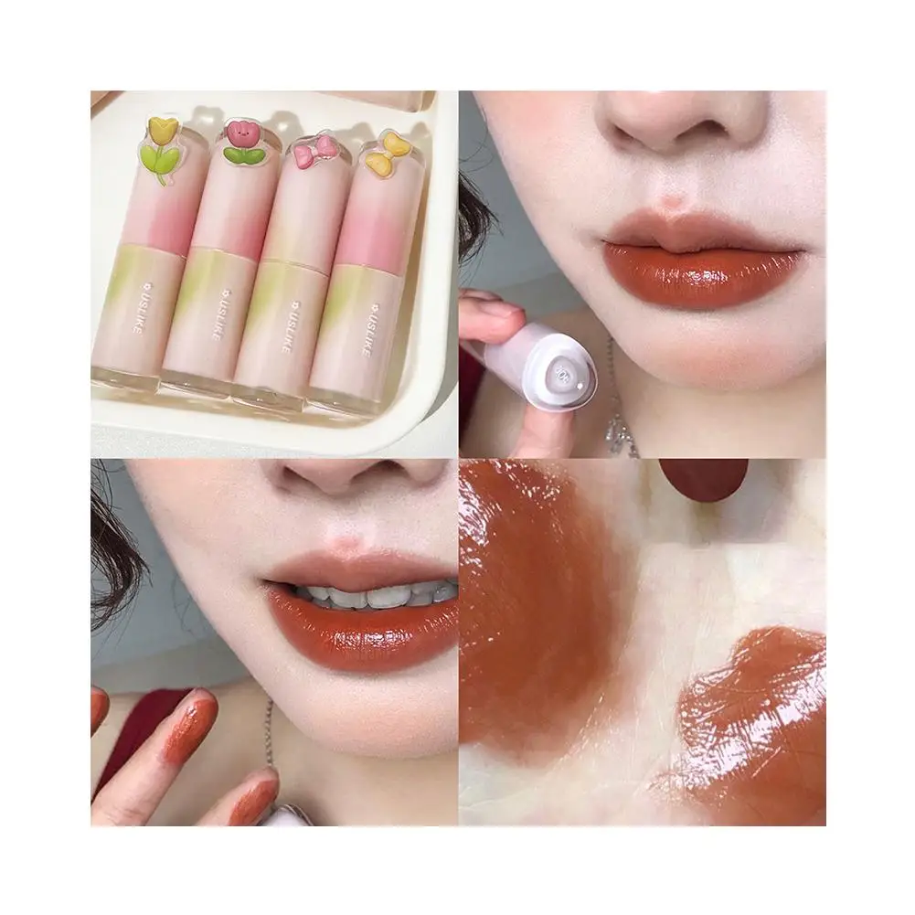 Spiegel Gelee Lip gloss 8 Farben feuchtigkeit spendendes Wasser wasserdicht dauerhafte rote Lippen Kosmetik Lippenstift glänzend flüssige Tönung Make-up o2v8