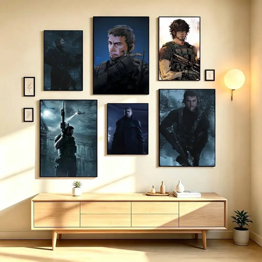 C-Chris Redfield Resident Evil Poster High Quality Dorm Living Room Aesthetic Wall Decoration Painting Stickers Gift
