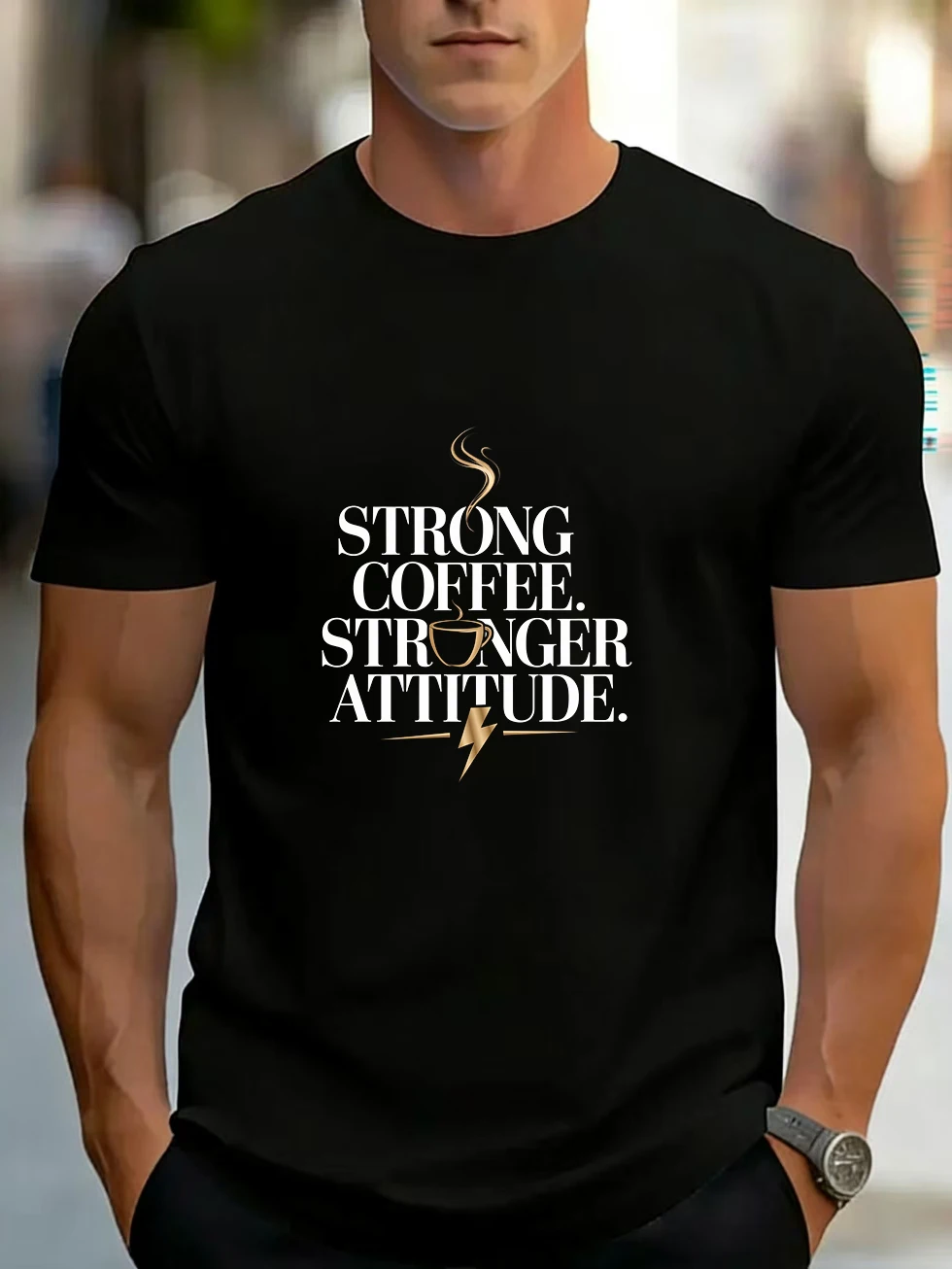 Men's Short-Sleeved T-Shirt with Skull and Cigar Trendy Font Background Elements, Same Style for Men and Women, Pure Cotton