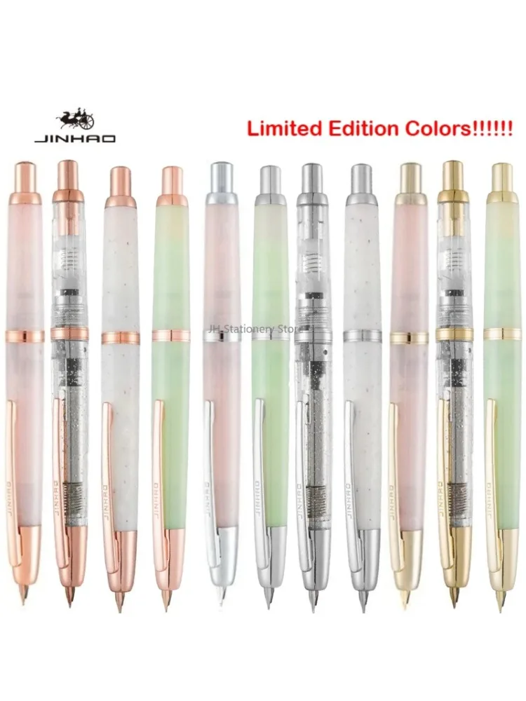 JINHAO 20 stylo plume à pression rétractable EF/F plume en plastique avec pince fournitures scolaires PK 10 A1 papeterie écriture convertisseur d'encre