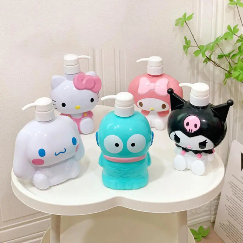 Sanrio Separate Bottling Cartoon Hello Kitty Kuromi Cinnamoroll Stereo Modeling Press-type Large Capacity Shampoo Bath Bottles