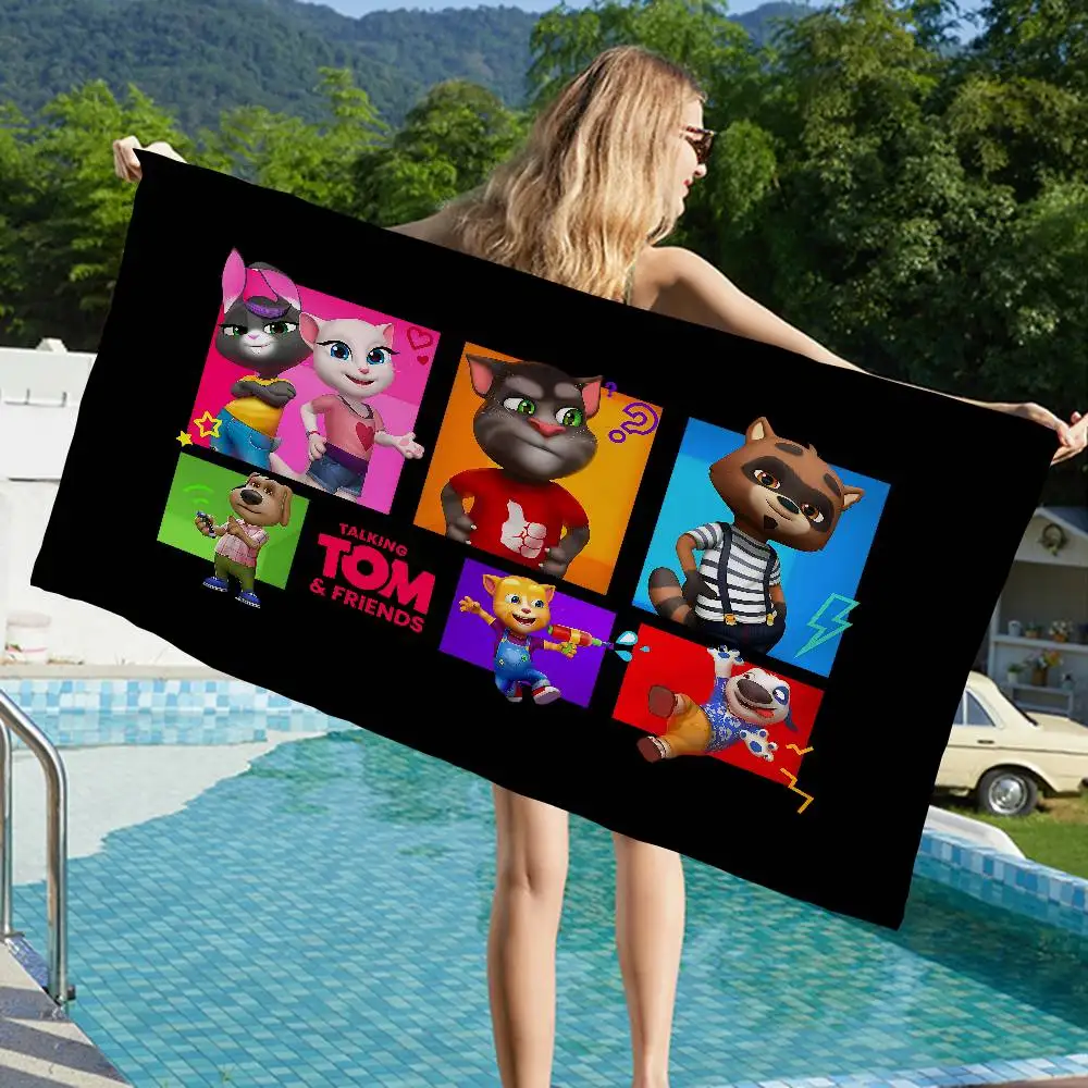 T-Talking T-Tom And Friends Cartoon Anime Beach Swimming Towel Soft Absorbent Washcloth Children's Gifts for Kids Travel Camping