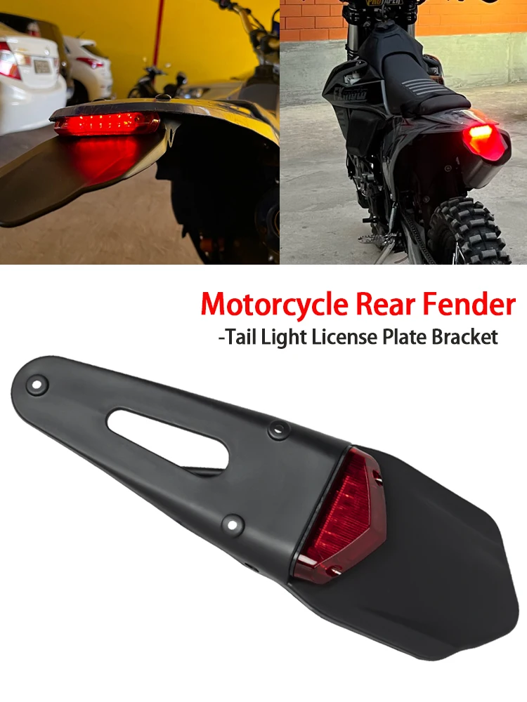 AliExpress NONE For Enduro Off-Road Bike Motorcycle Rear Fender License Plate Bracket 12V Moto  LED Taillight Brake Lamp For Suzuki Kawasaki