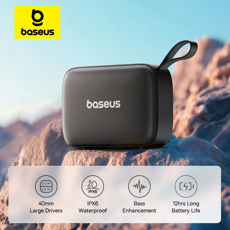 

Baseus AeQur 30 Mini Portable Wireless Speaker Bass Drivers IPX6 Waterproof 12hrs Battery Life Bluetooth 5.3 Camping Soundbox