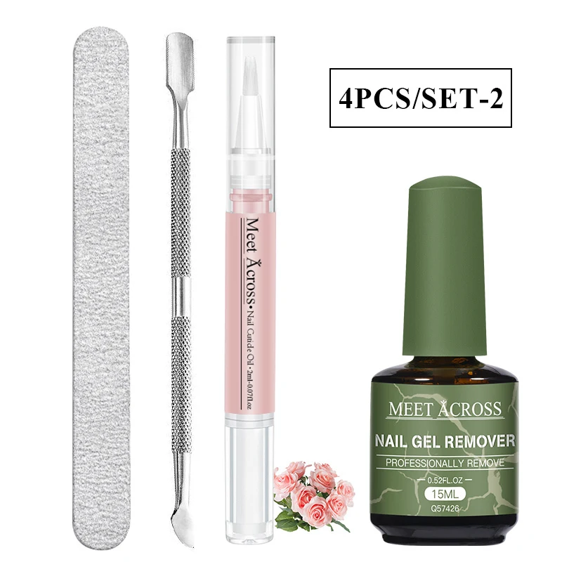 4 قطع 15 مل مزيل طلاء الأظافر من الجل السحري السريع، تركيبة احترافية لأظافر الجل الطبيعية #1