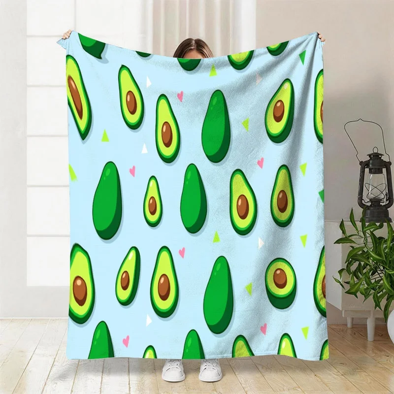 Cute Avocado Pattern Throw Blanket Chunky Knit Cozy Decor Gift for Nursery Baby Picnic Seating Accent Throw Spring Dorm Room