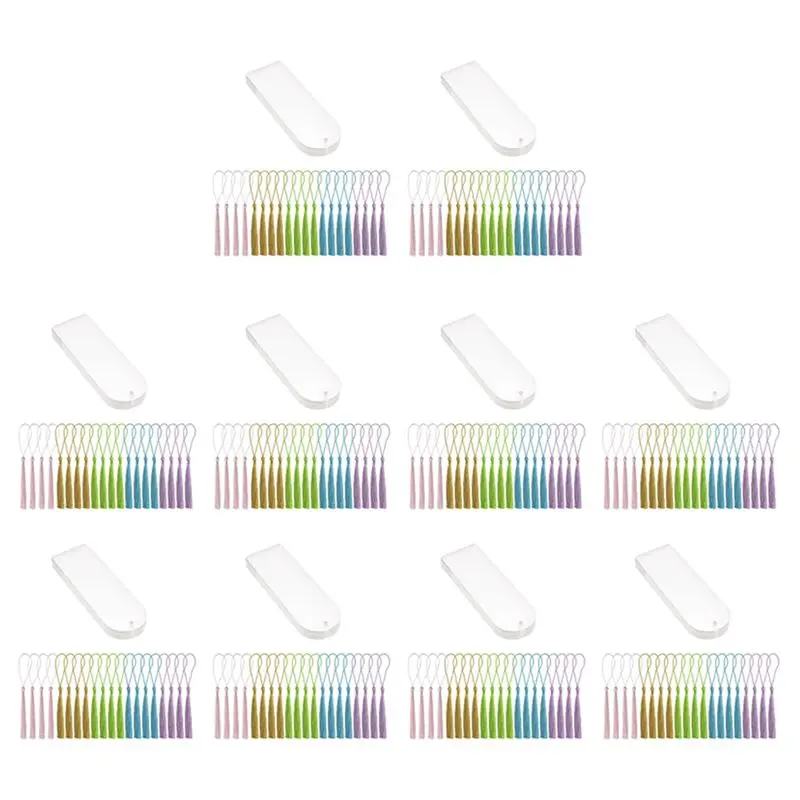 ABGE-Blank Clear Acrylic Bookmarks 200Pcs Rectangle Craft Transparent Acrylic Book Markers With 200Pcs Small Bookmark Tassels