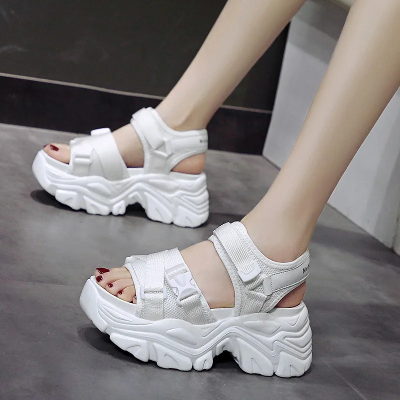 Fujin 8cm Platform Sandals Wedge Punk Cool Design Women Sandals Fashion Summer Breathable Women Slides Women Platform Sandals