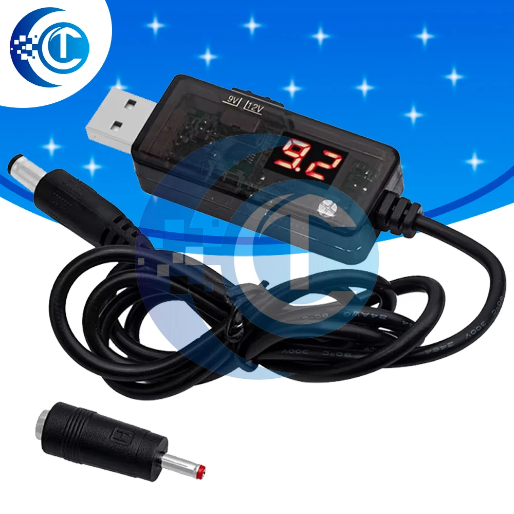 

USB повышающий преобразователь постоянного тока от 5 В до 9 В 12 В USB-кабель повышающего преобразователя + разъем 3,5x1,35 мм для источника питания/зарядного устройства/преобразователя питания