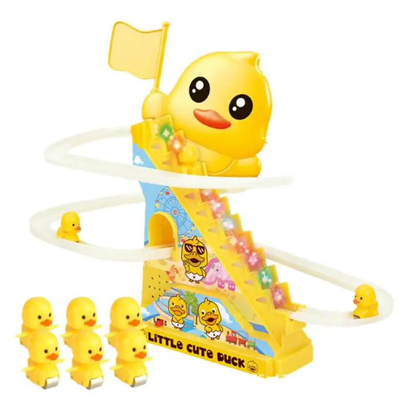 Funny Duck Roller Coaster Track Toy Toddler Funny Electric Ducks Track Toys Duck Roller Electric Track Slide Stairs Coaster Toys