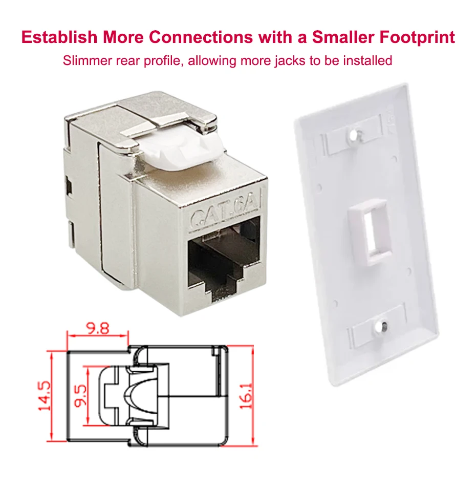 Imagem -04 - Módulo de Liga de Zinco-comnen para Jack Keystone Fino Curto Blindado Cat7 Cat6a Rj45 tipo sem Ferramentas 10g Adaptador Acoplador 24 Pcs