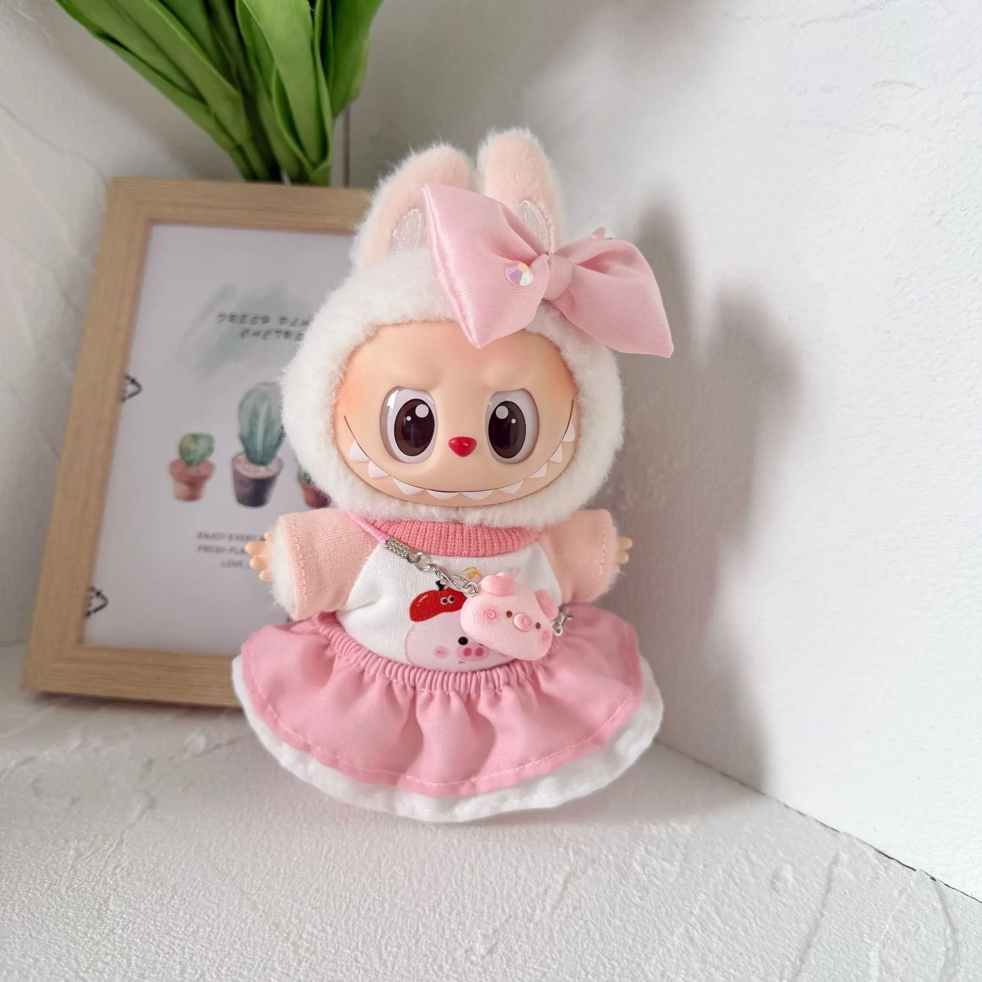 

outfit Plush doll clothes Macaron Cute Clothing DIY Kid Gift Clothes LABUBU for pink pig girl original 17cm labubu clothes