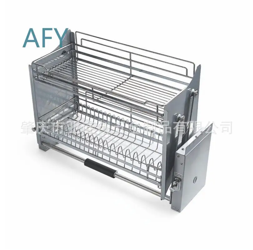 for Kitchen Cabinet Pull Down Shelf for Dish Rack for Sink Storage Organizer for Adjustable Height Two Tier Lazy Susan for