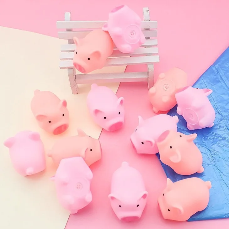 1pc Squeaky Pink Pig Squishy Toy, Funny Prank Fidget Toy for Stress Relief - Detail 1