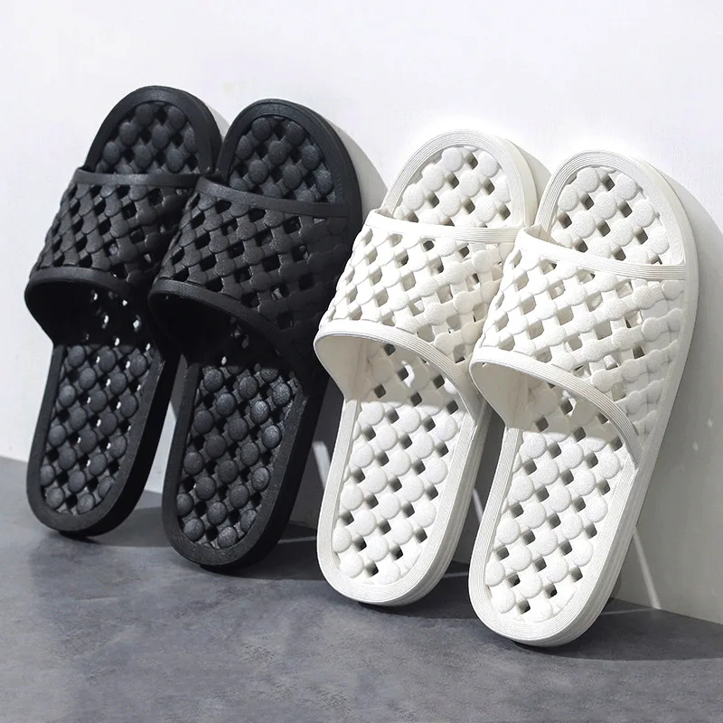 Home bathroom slippers hollow out shower anti slip couple hotel gym wearing cool slippers for men