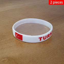 2pcs Turkey National Flag Wristbands Sports Silicone Bracelet Men Women Rubber Band Patriotic Commemorative Fashion Accessory