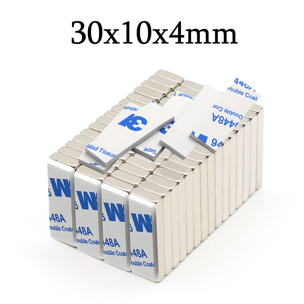 Strong Neodymium Magnet Alloy Block 30x10x4mm With Adhesive DIY Craft Home Storage Office Organizer Tool Fixing