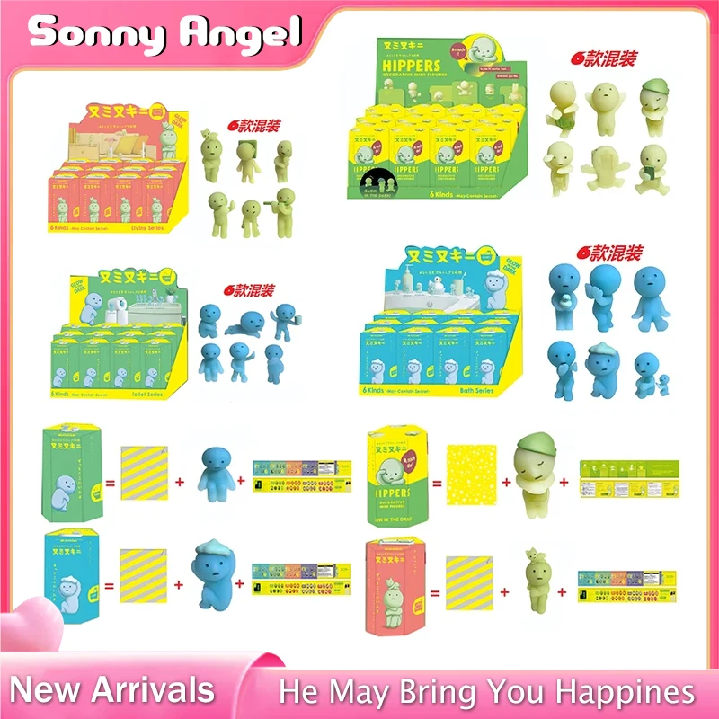 Nieuwe Smiski Hippers Sonny Angel Hippers Toilet Bad Living Party Serie Recoratieve Mini Figuur Pop Kerst Speelgoed Cadeau