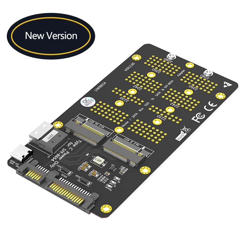 

M2 SSD Adapter M.2 NVME M Key to SFF-8654 with Type C Power M.2 SATA B Key to SATA 2.5" Board Support 2230 2242 2260 2280 M2 SSD