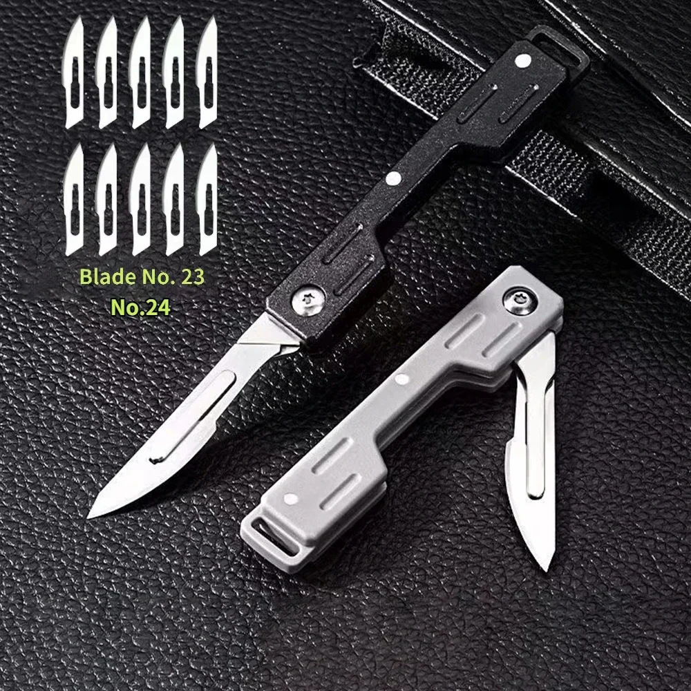 Plastic handle Mini Performance folding Mechanical Cost Scalpel Medical folding knife EDC Outdoor Unpacking pocket knife