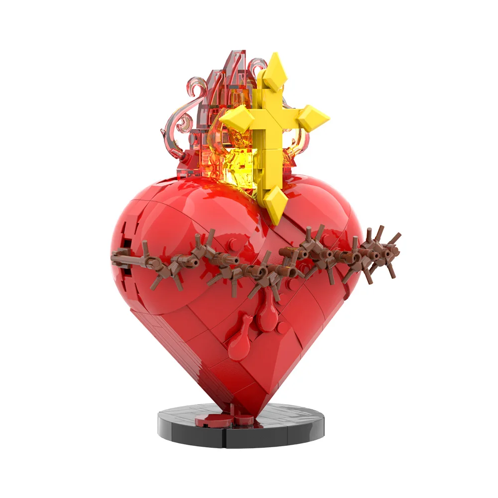 245PCS MOC Sacred Heart of Jesus Building Blocks Religion Theme The Light Can Be Turned On At The Flame Bricks Toy Gift