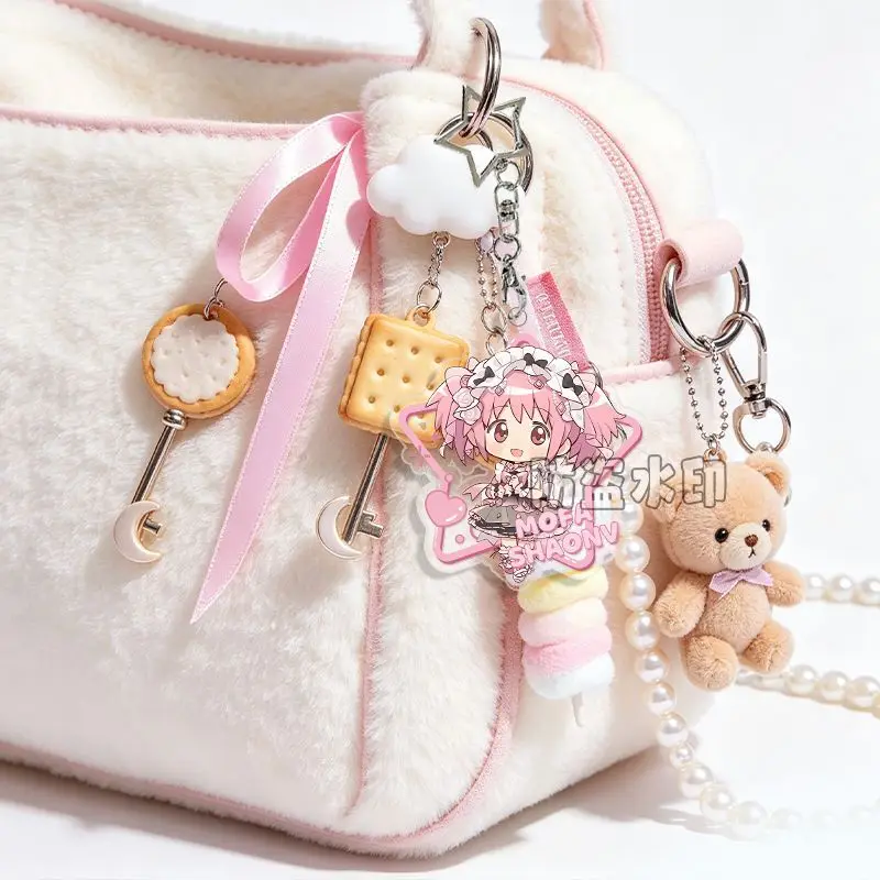 Puella Magi Madoka Magica Acrylic Keychain Madoka Kaname Sayaka Miki Fan‑made Hanging Desk Mini Decor Phone Strap Attachment
