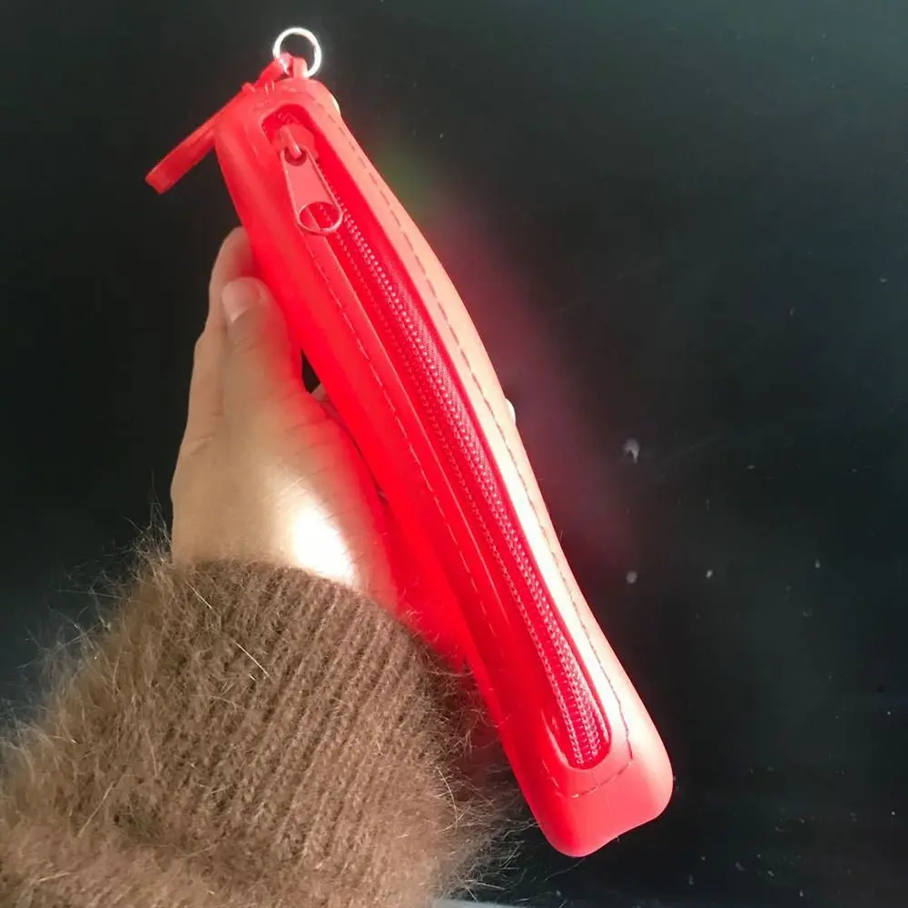 Portable Silicone Pencil Case Cat Paw Design Large Capacity Stationery Pouch Simulated Fruit Stationery Organizer Students