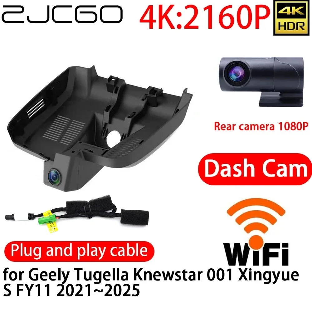 

ZJCGO 4K DVR Dash Cam Wifi Front Rear Camera 24h Monitor For Geely Tugella Knewstar 001 Xingyue S FY11 2021~2025