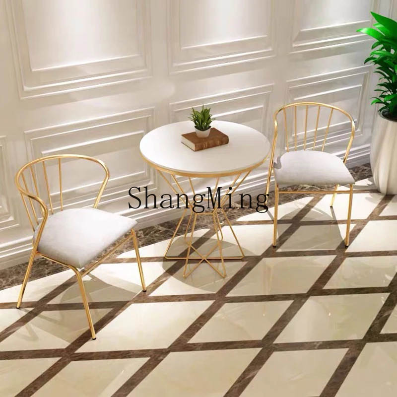 

CL Internet celebrity marble wrought iron coffee table living room balcony table and dessert shop leisure table and chairs