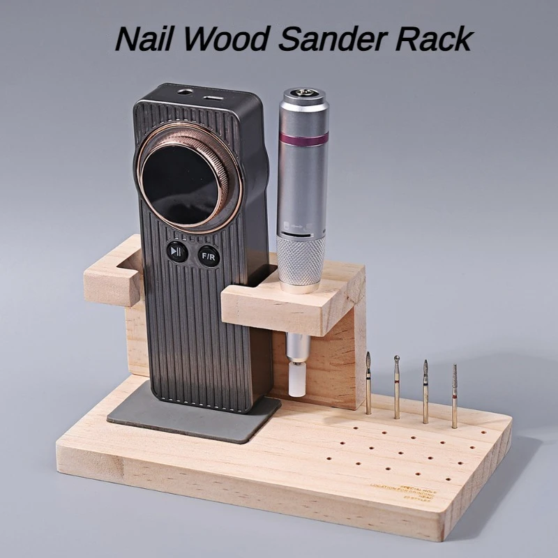 

Log Wood Nail Drill Bits Storage Rack Nail Art Accessories Organizer Manicure Grinder Tools Display Stand Clean Desktop