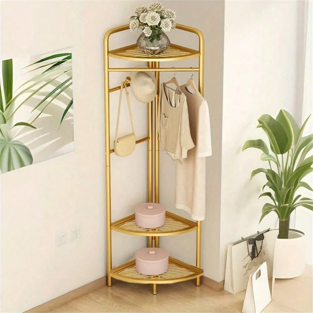 Extra Tall Hat Coat Rack Heavy Duty Corner Clothes Tree Rack Hanger with Shelves