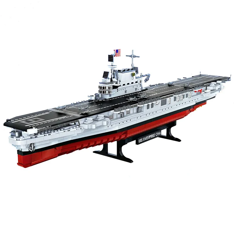 Militaire USS CV-6 Enterprise Bouwstenen Marine Oorlogsschip Vliegdekschip Brick Model Kit Speelgoed Volwassenen Kinderen Cadeaus 1883 Stuks