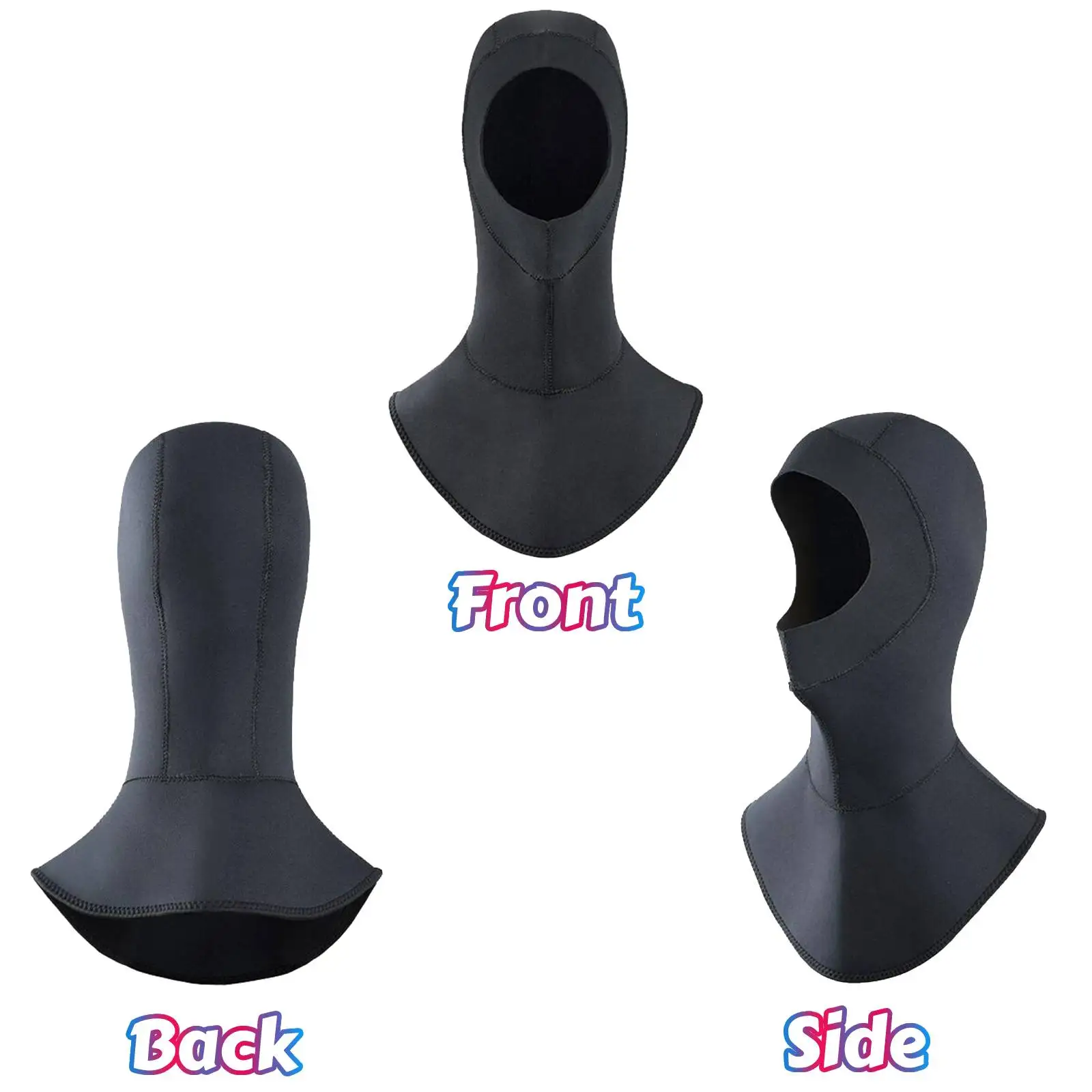 Wetsuit Hood 3mm topi selam termal, untuk olahraga air Kano pria gelap