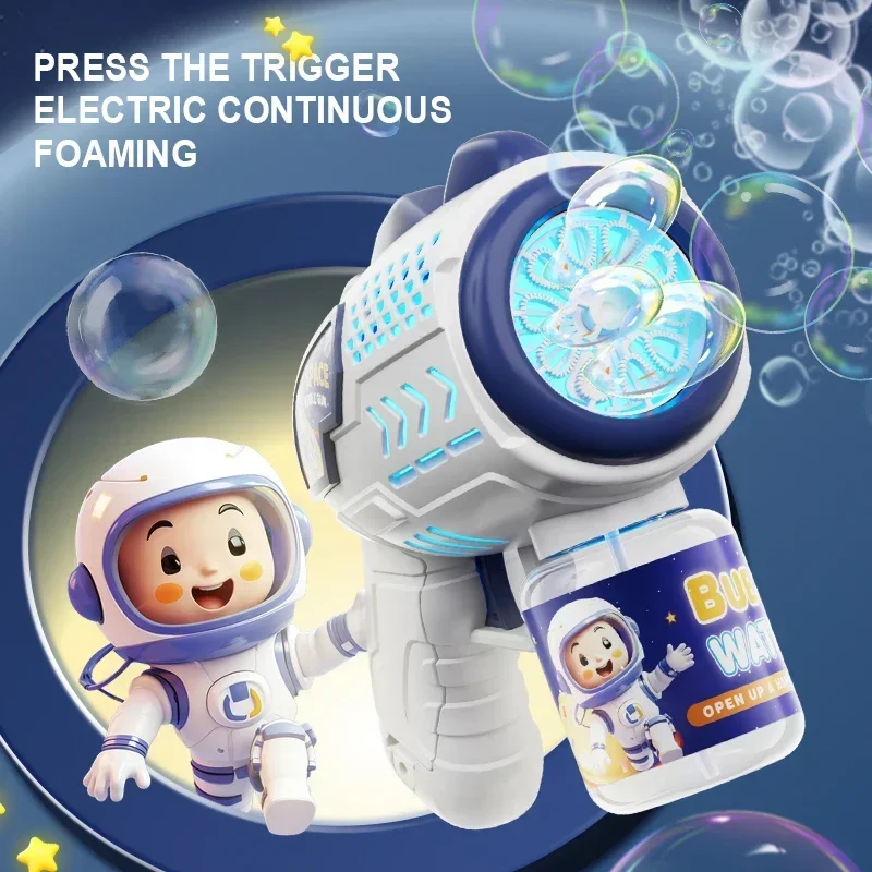 Pistolet à bulles entièrement automatique Astrköts Space, moteurs de fusée, souffleur automatique avec liquide à bulles, jouets pour enfants, cadeau